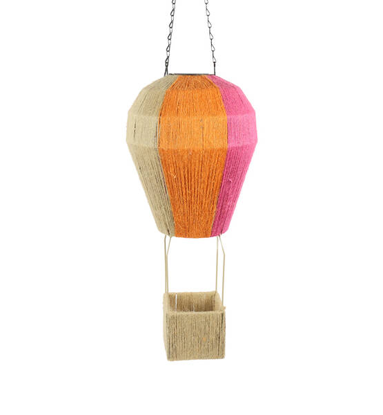 MONGOLFIERA SOLARE BRIGIT L H54 CM NATURALE/ROSSO/ARANCIONE