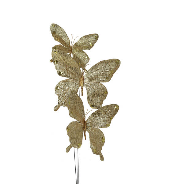 DECORAZIONE CON 3 FARFALLE CREMA