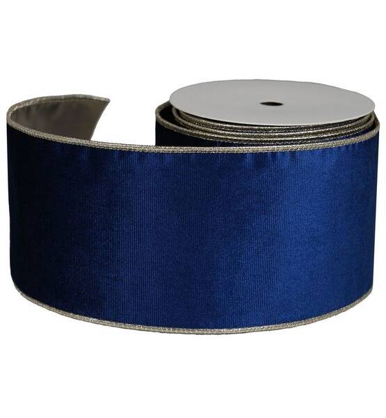 NASTRO VELLUTO RIGATO 100MM X 9.14MT BLU