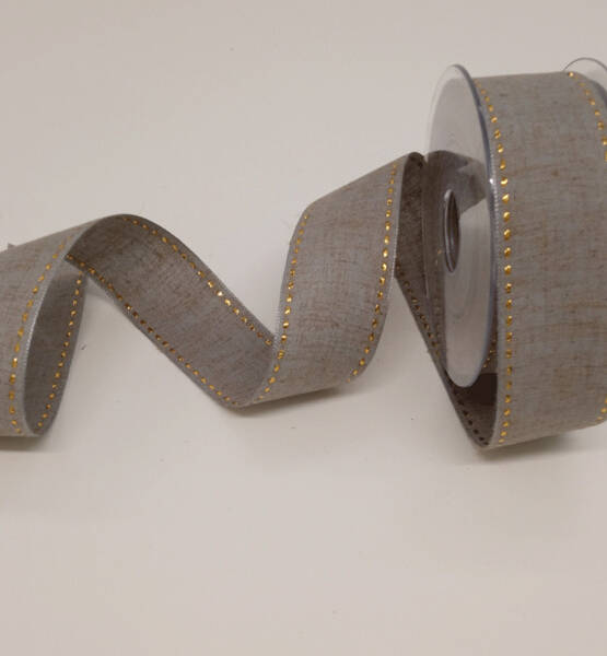 NASTRO COUTURE LINO LAME' 40MMX20MT GRIGIO/ORO