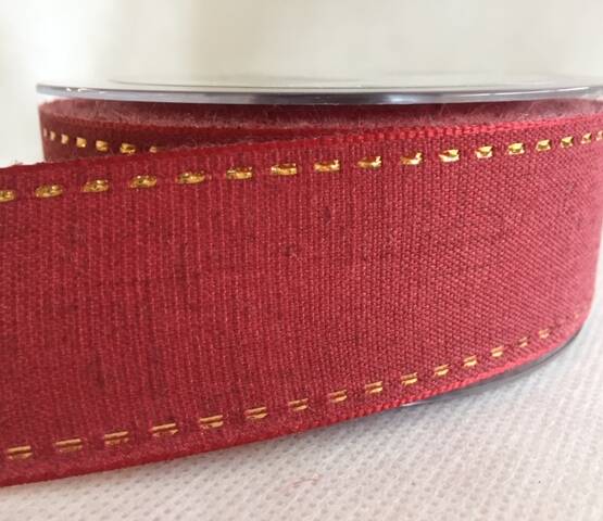 NASTRO COUTURE LINO LAME' 40MMX20MT GRANATA/ORO
