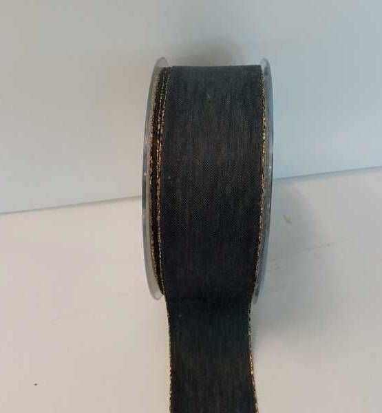 NASTRO BORDLINO LAME ORO 40 MM X 25 MT ANTRACITE/ORO