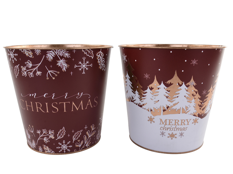 VASO METALLO MERRY CHRIS. ASS ROSSO/BIANCO D17.5X16.7