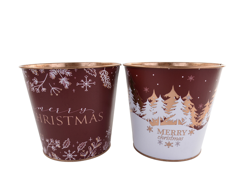 VASO METALLO MERRY CHRIS. ASS ROSSO/BIANCO D13.5X12