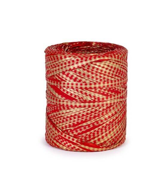 RAFFIA MM 15 X 200 MT VICHY ROSSO-ORO