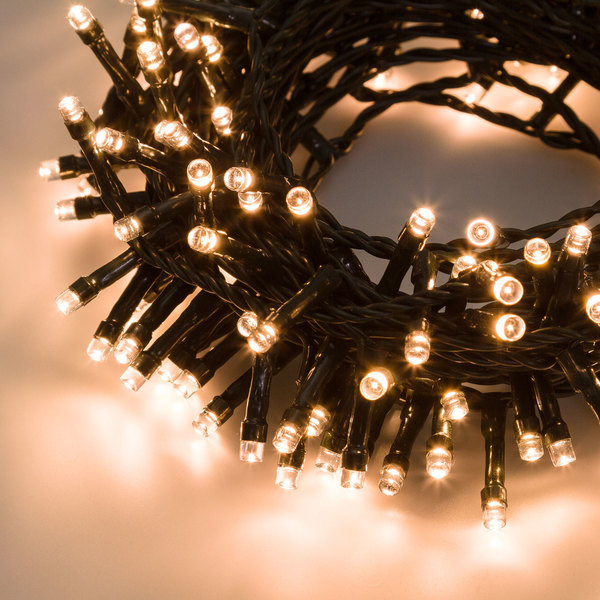 LUCI LED 1500 BIANCO CALDO 8 GIOCHI LUCI PER ESTERNO 60.5MT CAVO VERDE