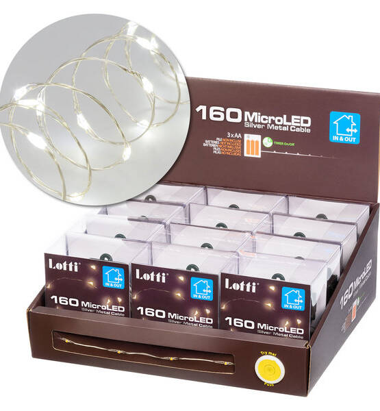 CATENA 160 MICROLED 16MT BIANCO FREDDO A BATTERIA
