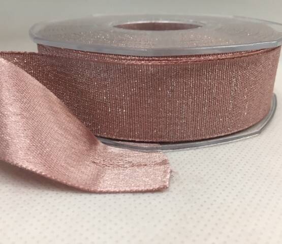 NASTRO RASO BOUTIQUE LAME' ROSA/ARGENTO 25MM X 20 MT
