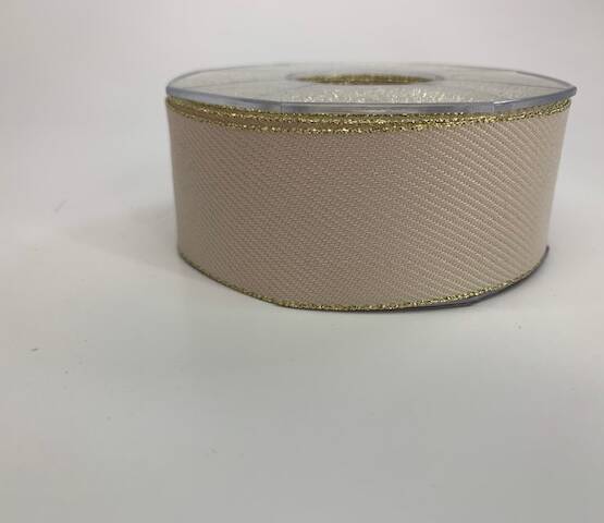 NASTRO DIAGONALE AVORIO BORDATO ORO 40M X 15 MT
