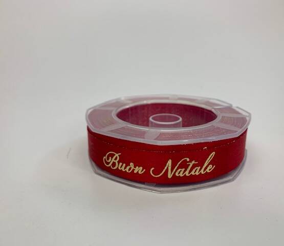 RASO BOUTIQUE LAME' 16 MM X 10 MT BUON NATALE ROSSO