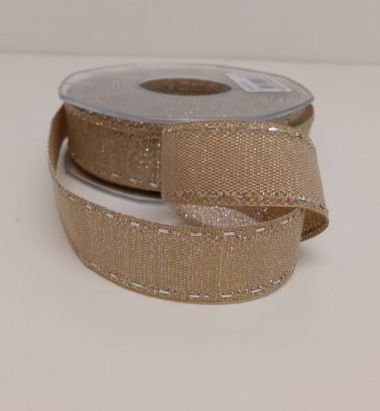 NASTRO RUSTICO LAME' IMPUNTURATO 25MMX 20MT ECRU'