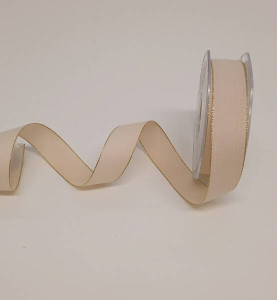 NASTRO POLICOTONE BORDI ORO MM25 X 20 MT PANNA
