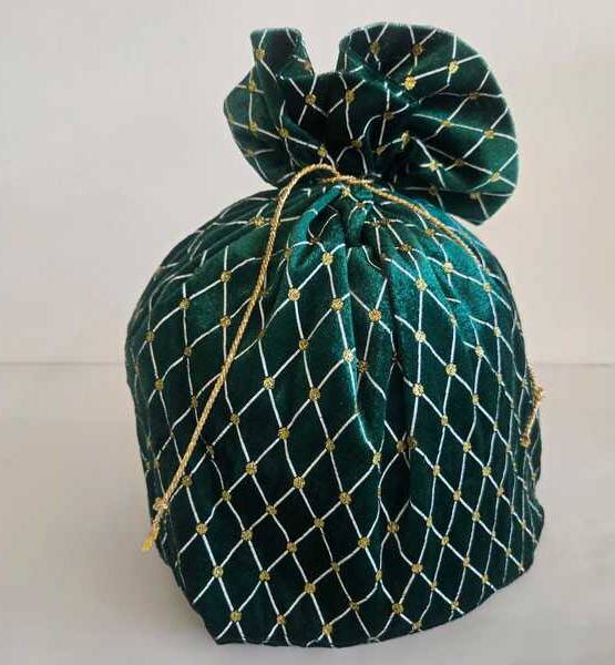 PORTAPANETTONE VELLUTO VERDE A ROMBI 5PZ