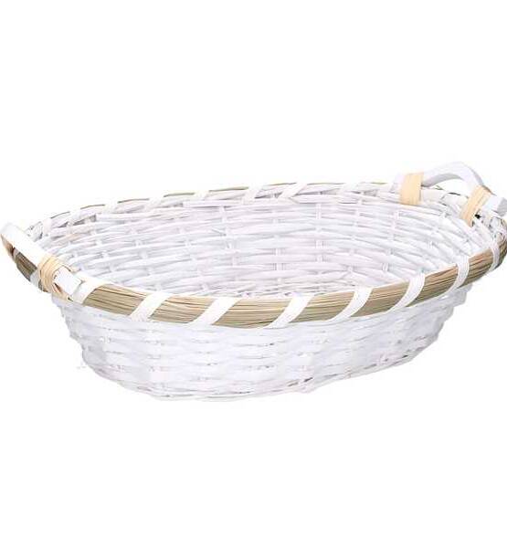 CESTA VIMINI BIANCO OVALE 47/49x36x13 cm