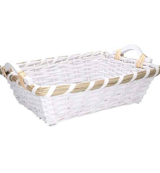 CESTA VIMINI BIANCO RETTANGOLARE 42/45x31x11cm