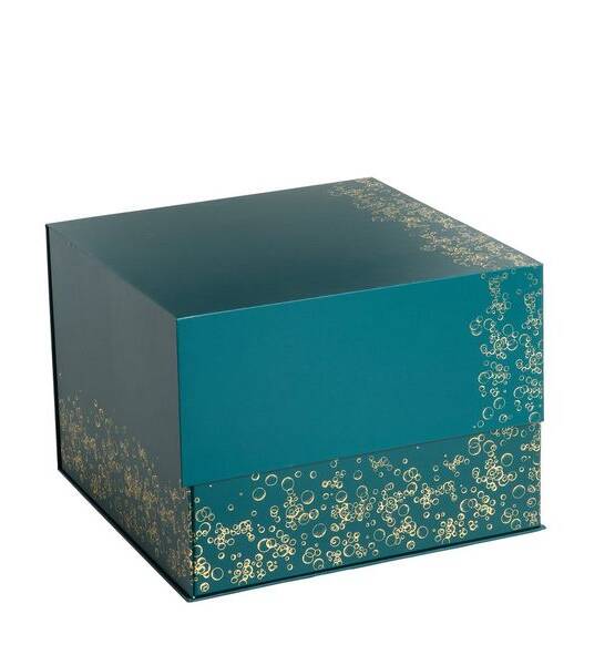 SCATOLA CON CALAMITA 35X35X26 H BUBBLE VERDE SCURO