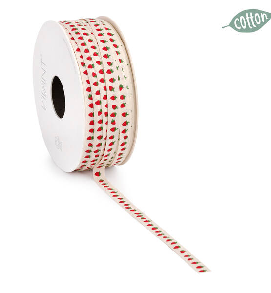 NASTRO STRAWBERRY 25MT 8MM CREMA-FRAGOLE