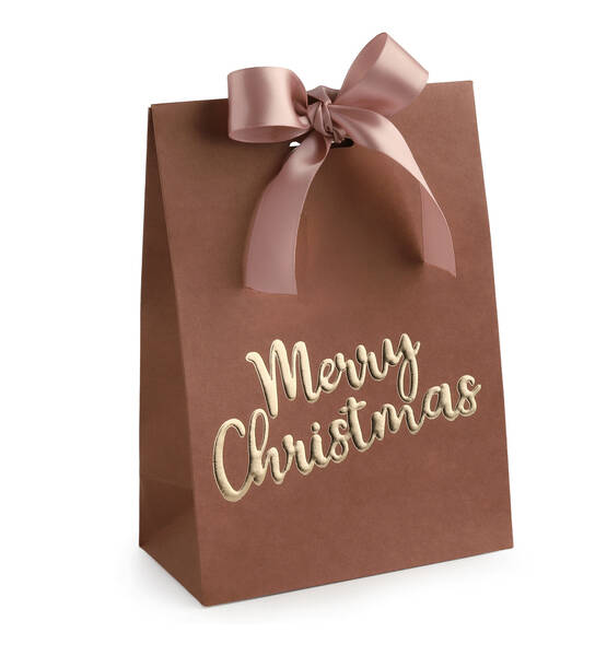 PAPERBAG MERRY CHRISTAMS OLD PINK CON FIOCCO ROSA 21X15X8CM