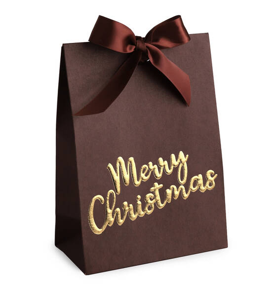 PAPERBAG MERRY CHRISTAMS CACAO CON FIOCCO 21X15X8CM