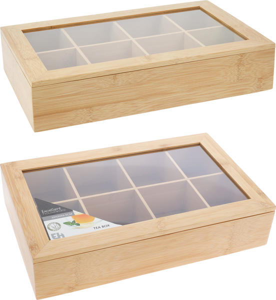 SCATOLA PORTA TE' IN BAMBOO 8 SCOMPARTI 32X20X6.5CM