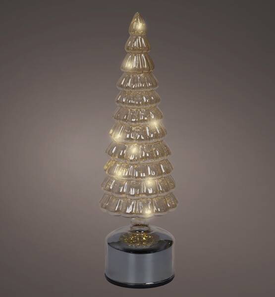 ALBERO IN VETRO ROTANTE CON LED H.34CM AMBRA