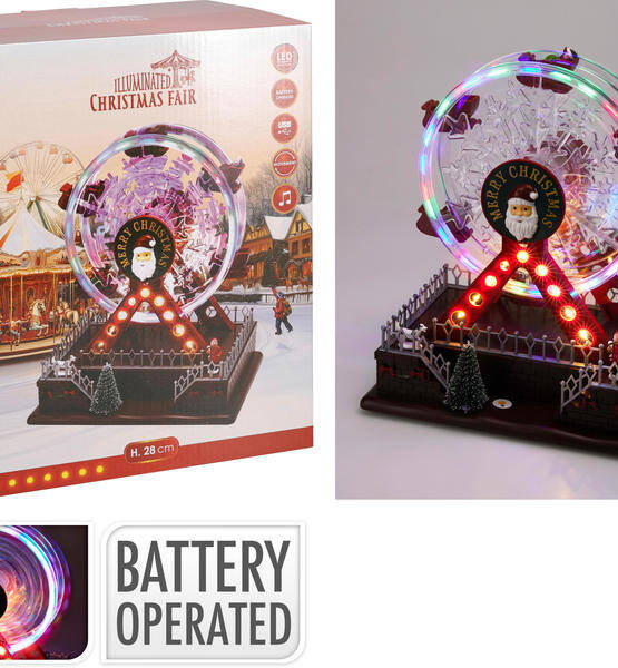 RUOTA PANORAMICA CON LED 23X16X28CM B.NATALE-MERRY CHRIST.