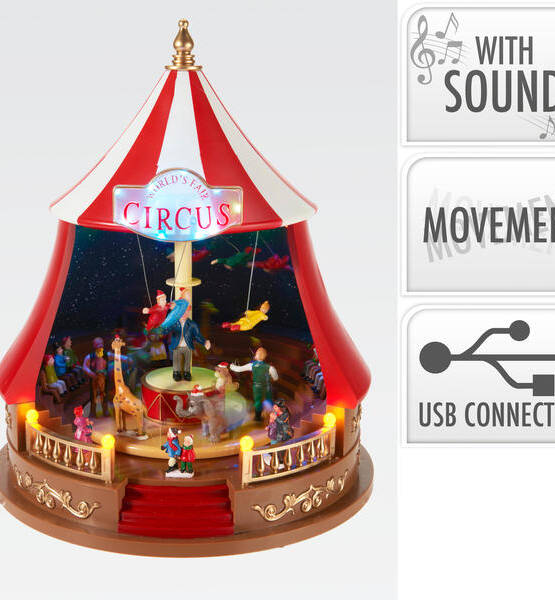 VILLAGGIO CIRCO CON LED MUSICA E MOVIMENTO 34X34X44