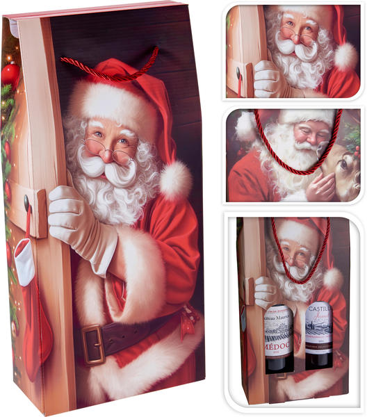 SCATOLA PORTA BOTTIGLIE X2 18X8,5X38cm B.NATALE