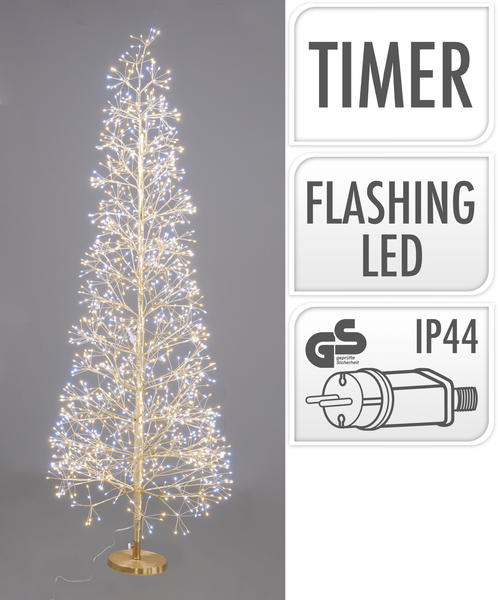 ALBERO CON 2400 LED H180CM RAMI E BASE IN ORO